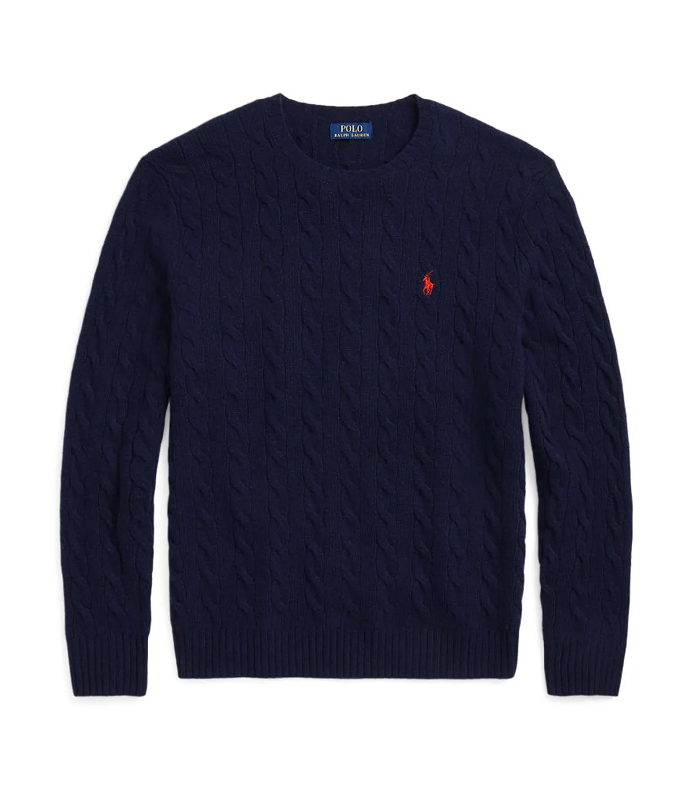 Men's Cable-Knit Wool-Cashmere Sweater Hunter Navy