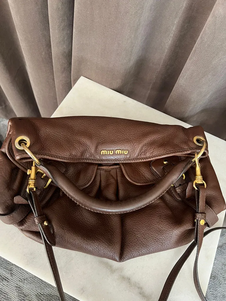 Miu Miu Brown Leather Shoulder Bag