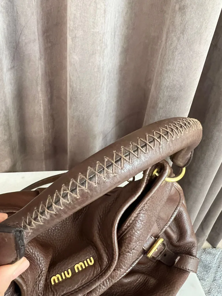 Miu Miu Brown Leather Shoulder Bag