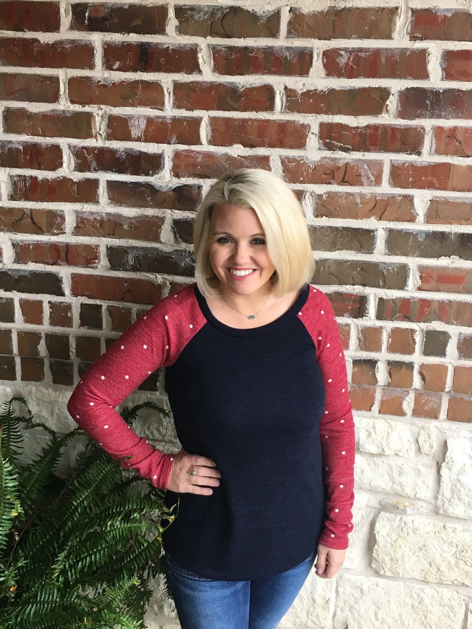 Navy and Red Polka-Dots Top