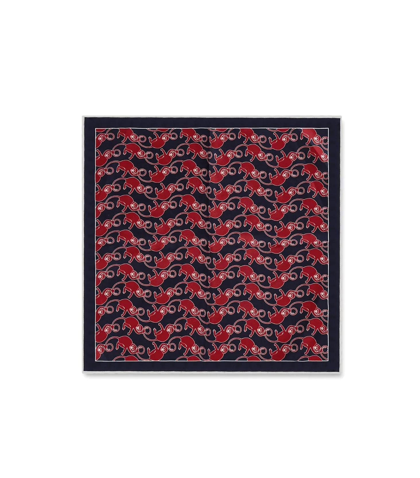 Navy Silk Monkey Pocket Square