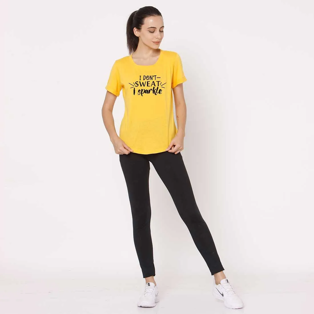 Nutcase Slogan Workout Tshirt - I don't sweat I Sparkle