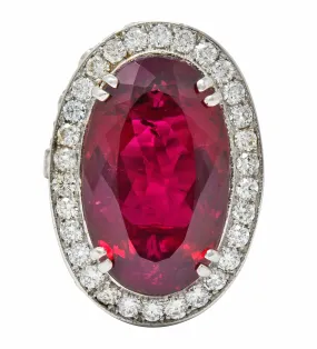 Outstanding 24.00 CTW Rubellite Diamond 18 Karat White Gold Statement Ring