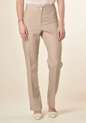 Pantalone avorio gessato