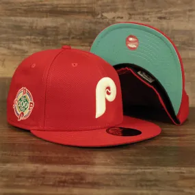 Philadelphia Phillies Glow In The Dark 100th Anniversary Teal Bottom Side Patch 59Fifty Fitted Cap