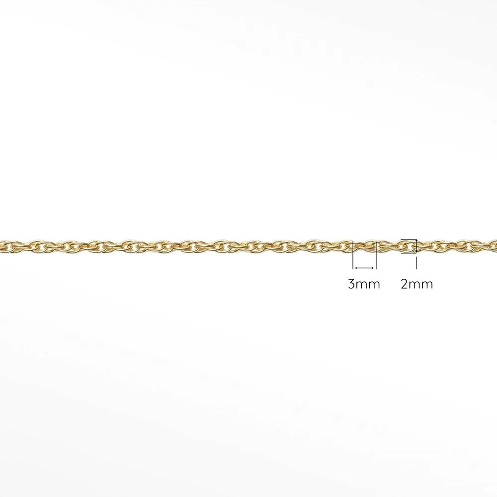 Rope 3x2mm Yellow Gold Filled Chain for Permanent Jewelry Sold by the inch