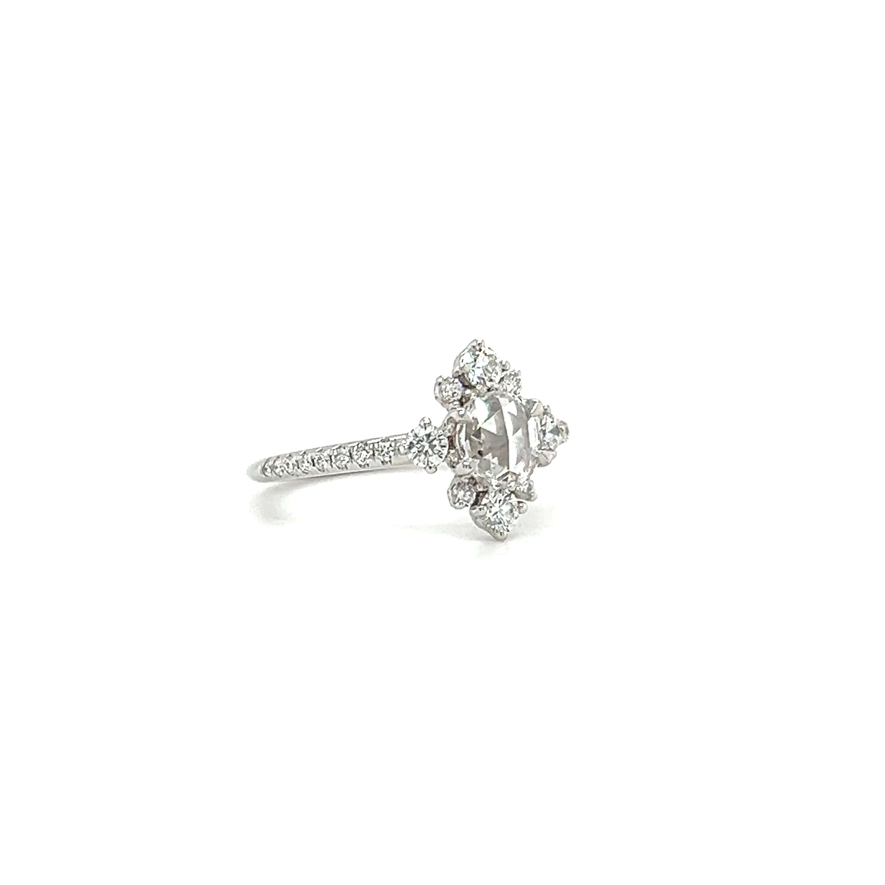 Rose Cut Diamond Ring with 0.83ctw of Diamonds in 18K White Gold
