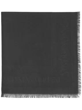 SAINT LAURENT Elegant Black Wool and Silk Men's Scarf for FW23