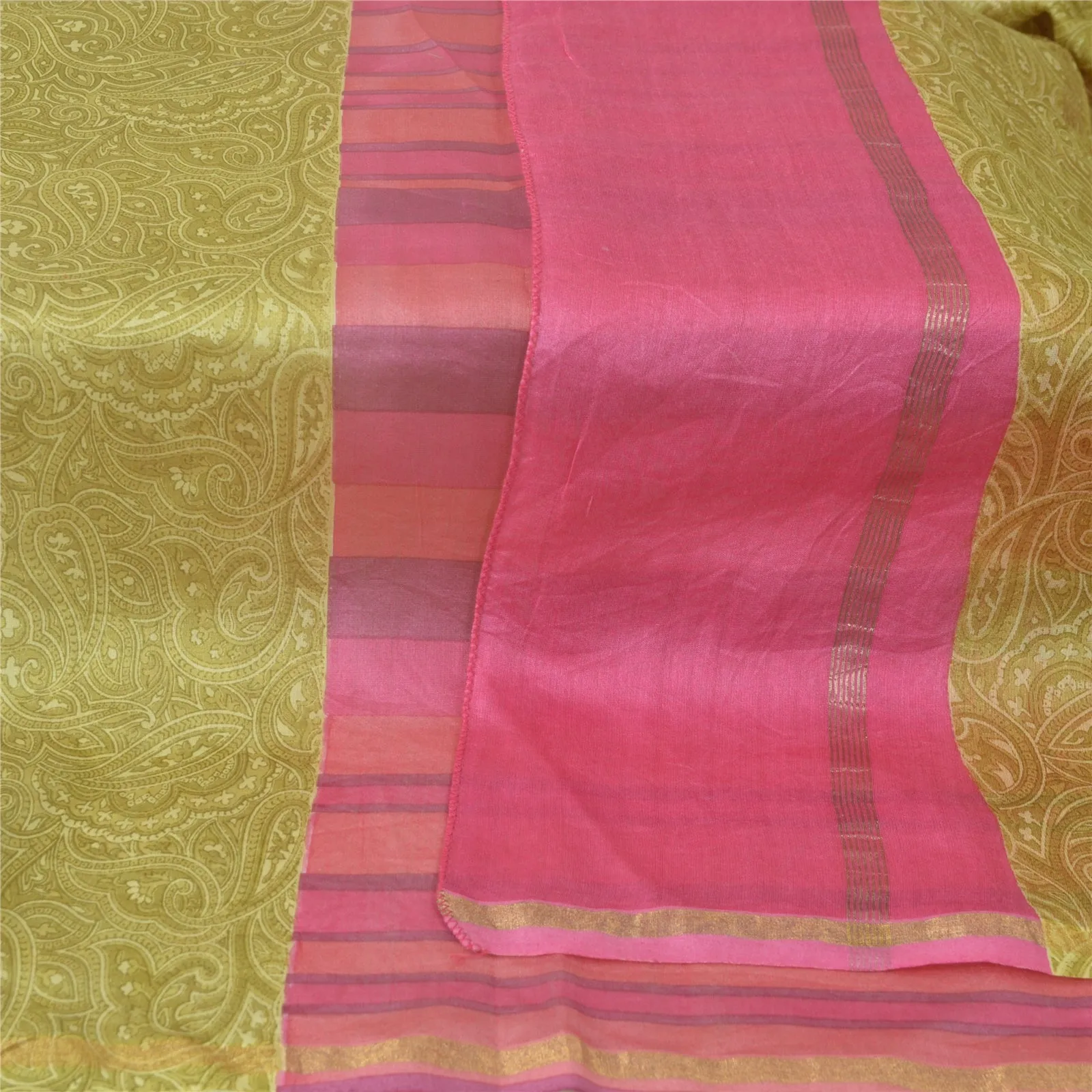 Sanskriti Vintage Long Dupatta Pink Pure Chanderi Cotton Printed Stole Scarves