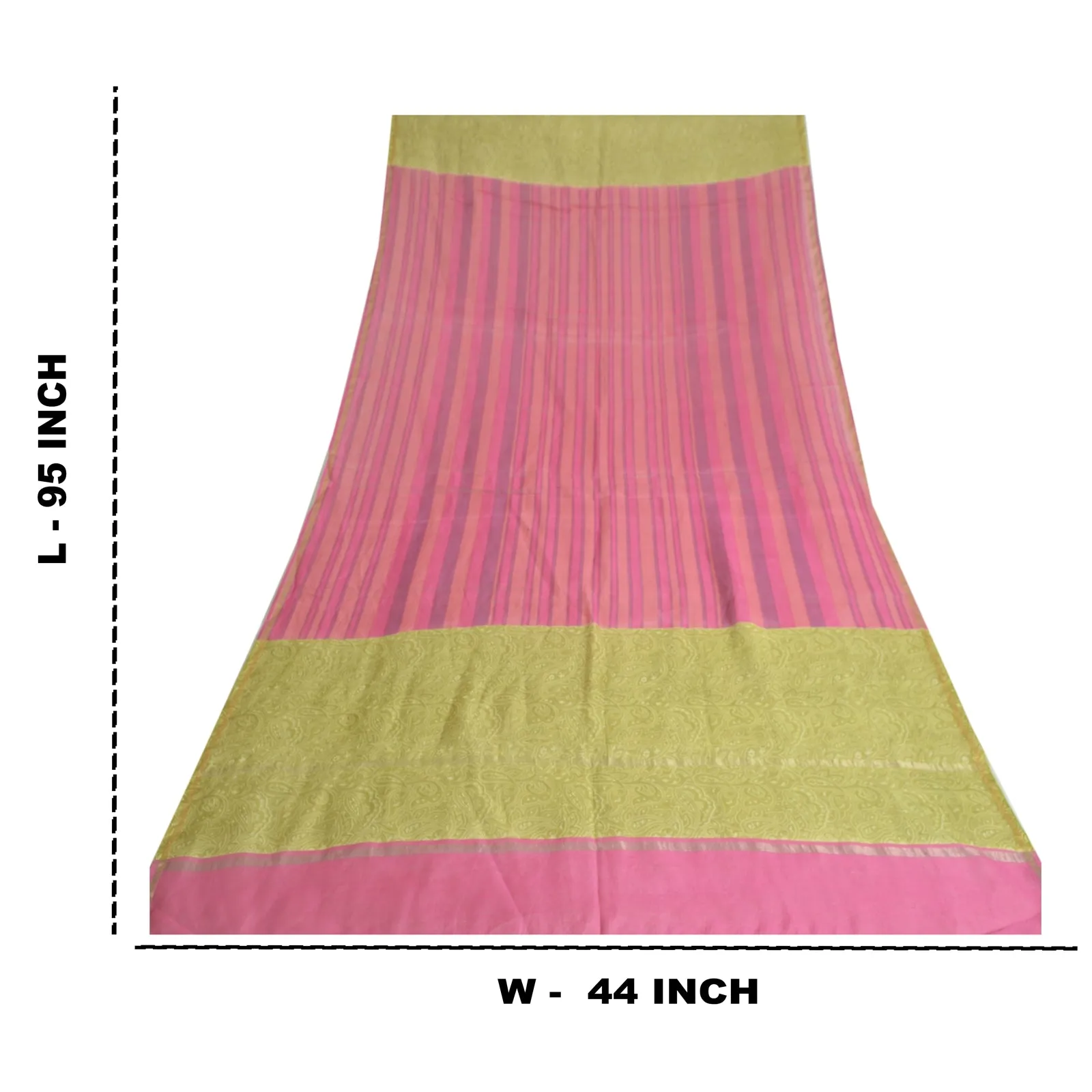 Sanskriti Vintage Long Dupatta Pink Pure Chanderi Cotton Printed Stole Scarves