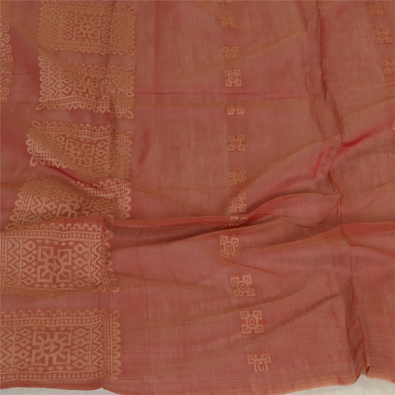 Sanskriti Vintage Long Dupatta Stole Pure Cotton Brick Red Woven Wrap Scarves