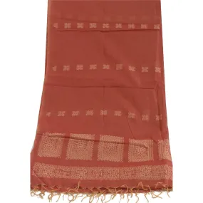 Sanskriti Vintage Long Dupatta Stole Pure Cotton Brick Red Woven Wrap Scarves