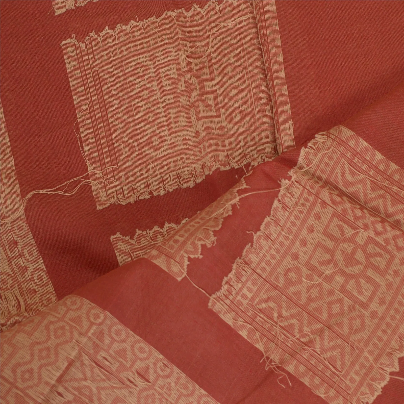 Sanskriti Vintage Long Dupatta Stole Pure Cotton Brick Red Woven Wrap Scarves