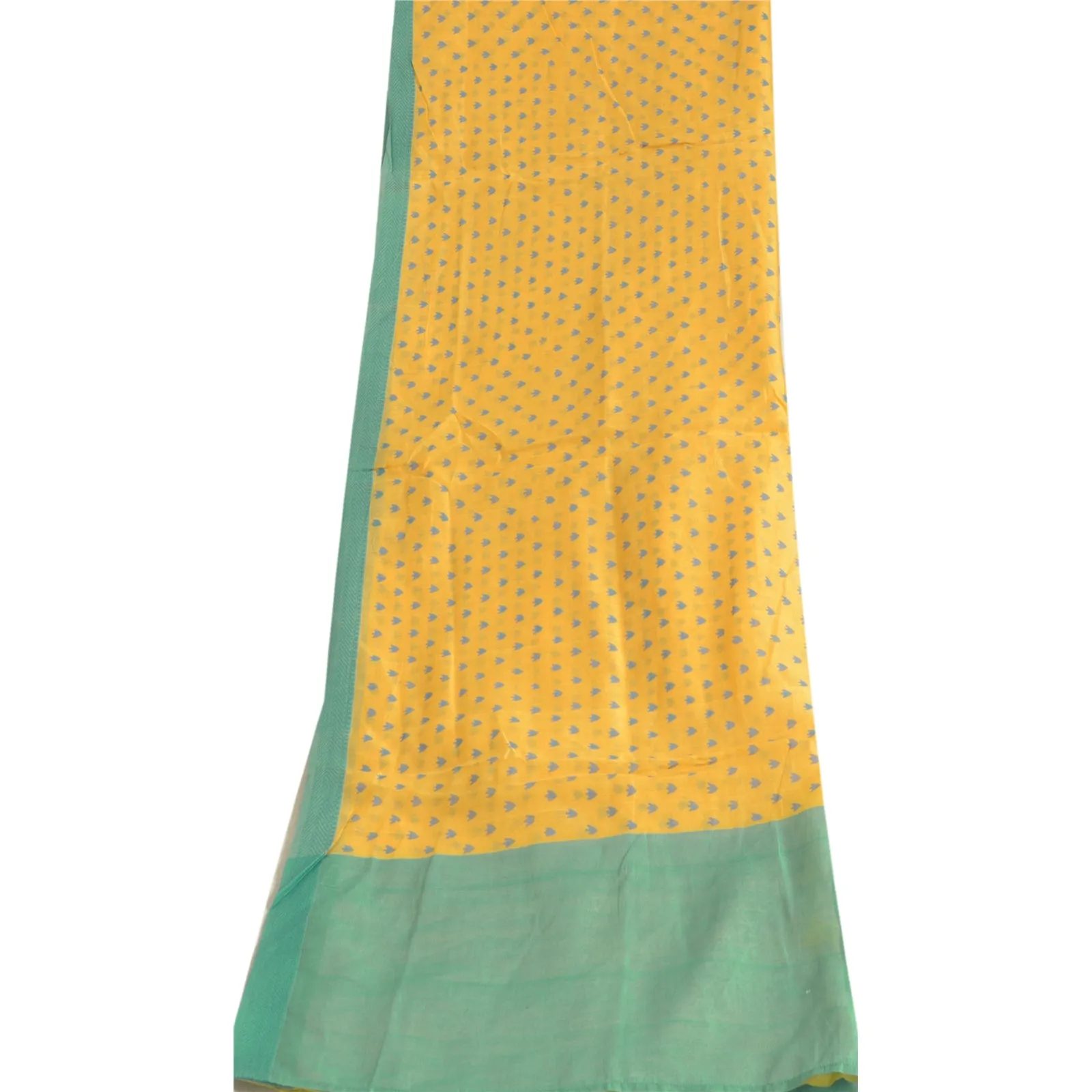 Sanskriti Vintage Long Dupatta Stole Pure Cotton Yellow/Blue Printed Scarves