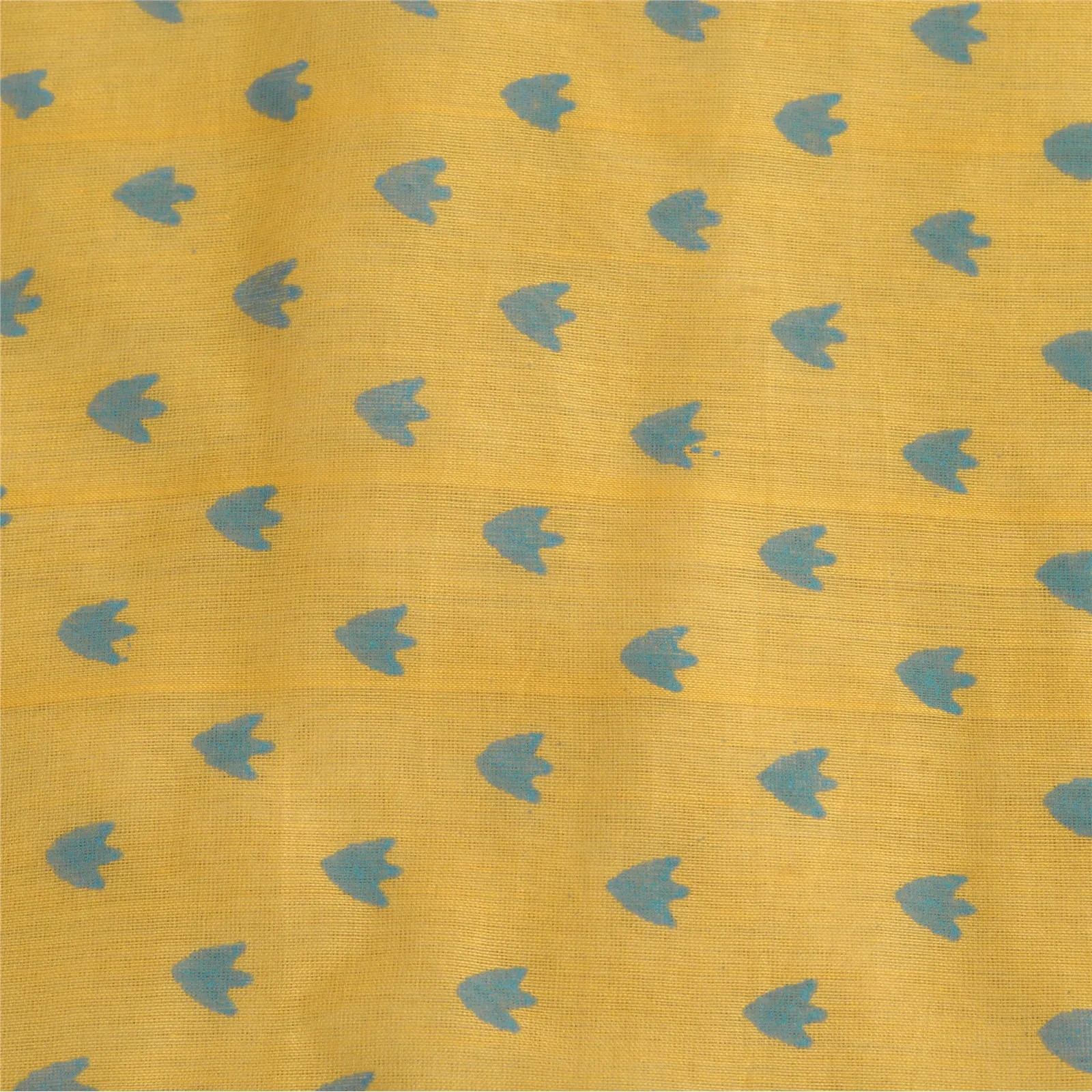 Sanskriti Vintage Long Dupatta Stole Pure Cotton Yellow/Blue Printed Scarves