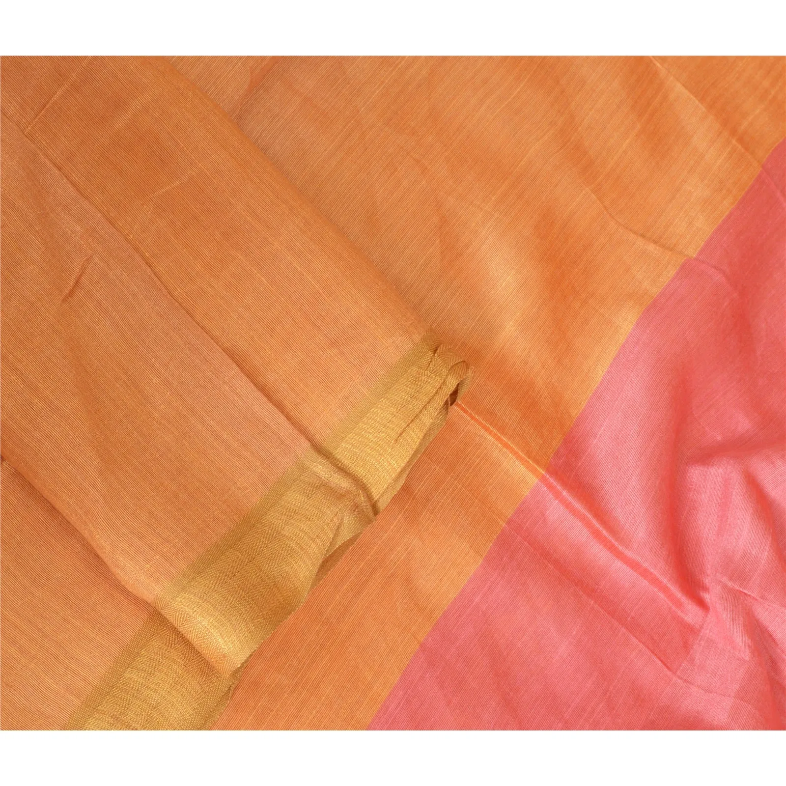 Sanskriti Vintage Long Dupatta Stole Pure Silk Peach/Pink Hijab Woven Scarves