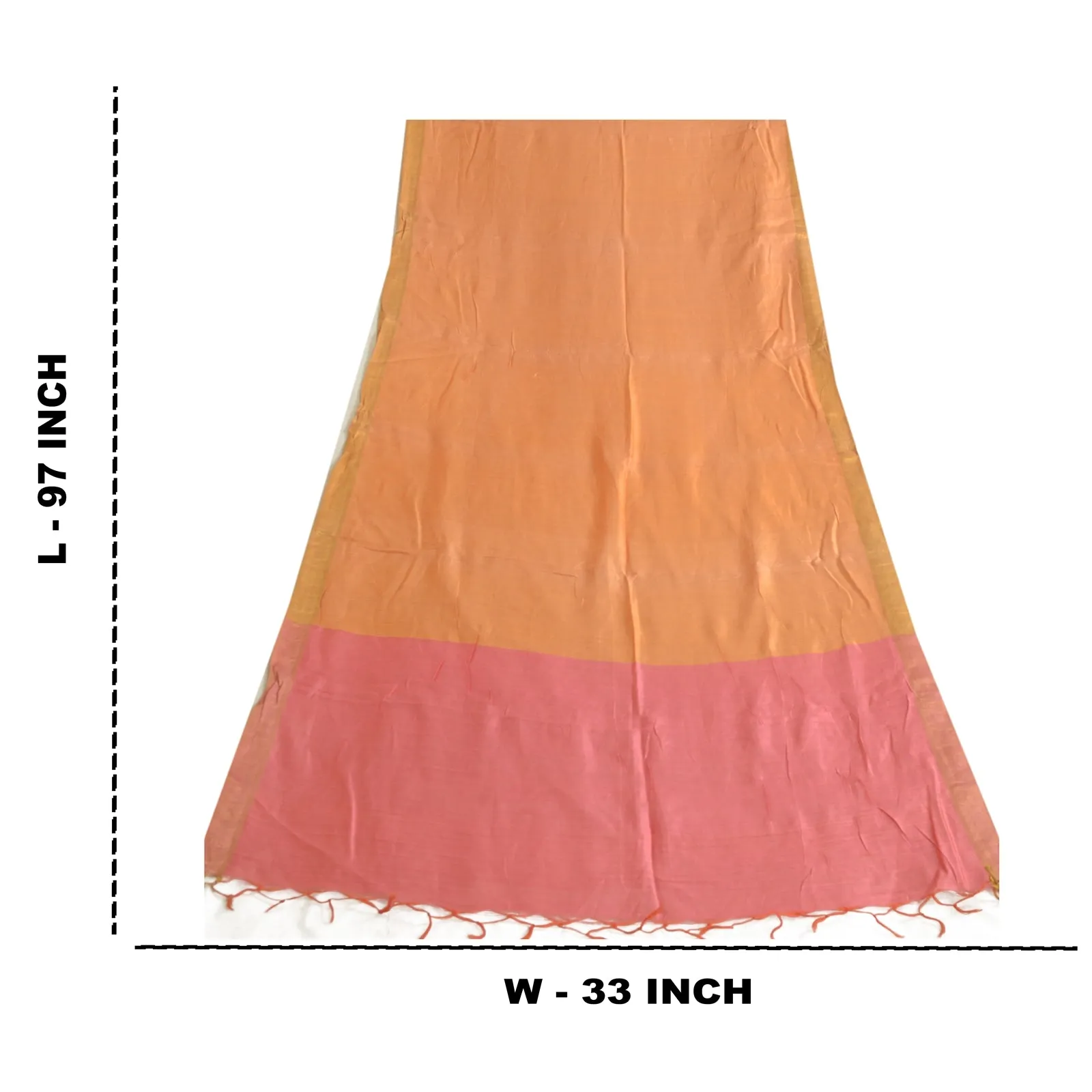 Sanskriti Vintage Long Dupatta Stole Pure Silk Peach/Pink Hijab Woven Scarves