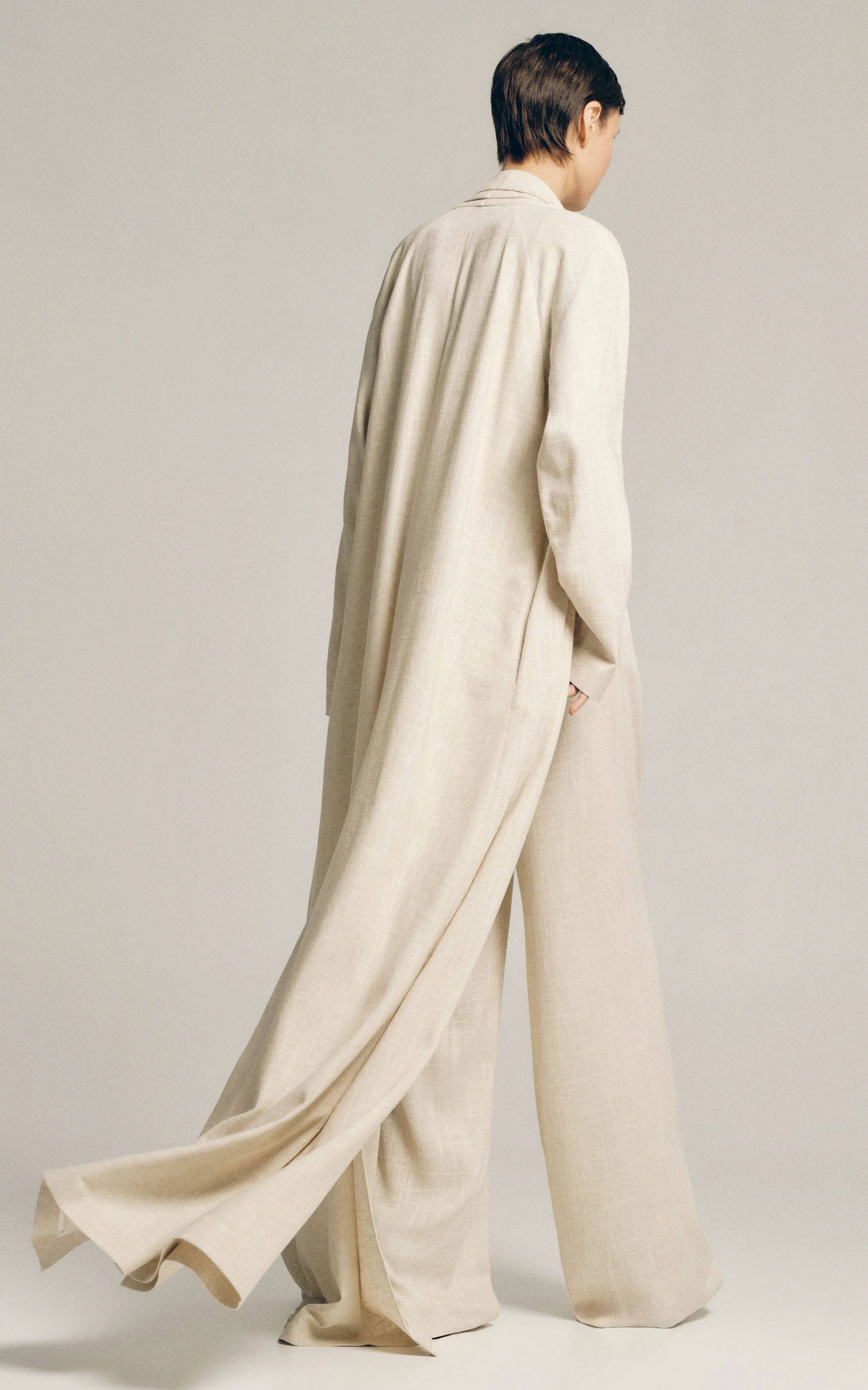 Sophie et Voila Draped Linen-Blend Coat