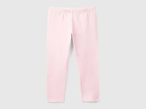 Stretch cotton leggings - Pink | Benetton