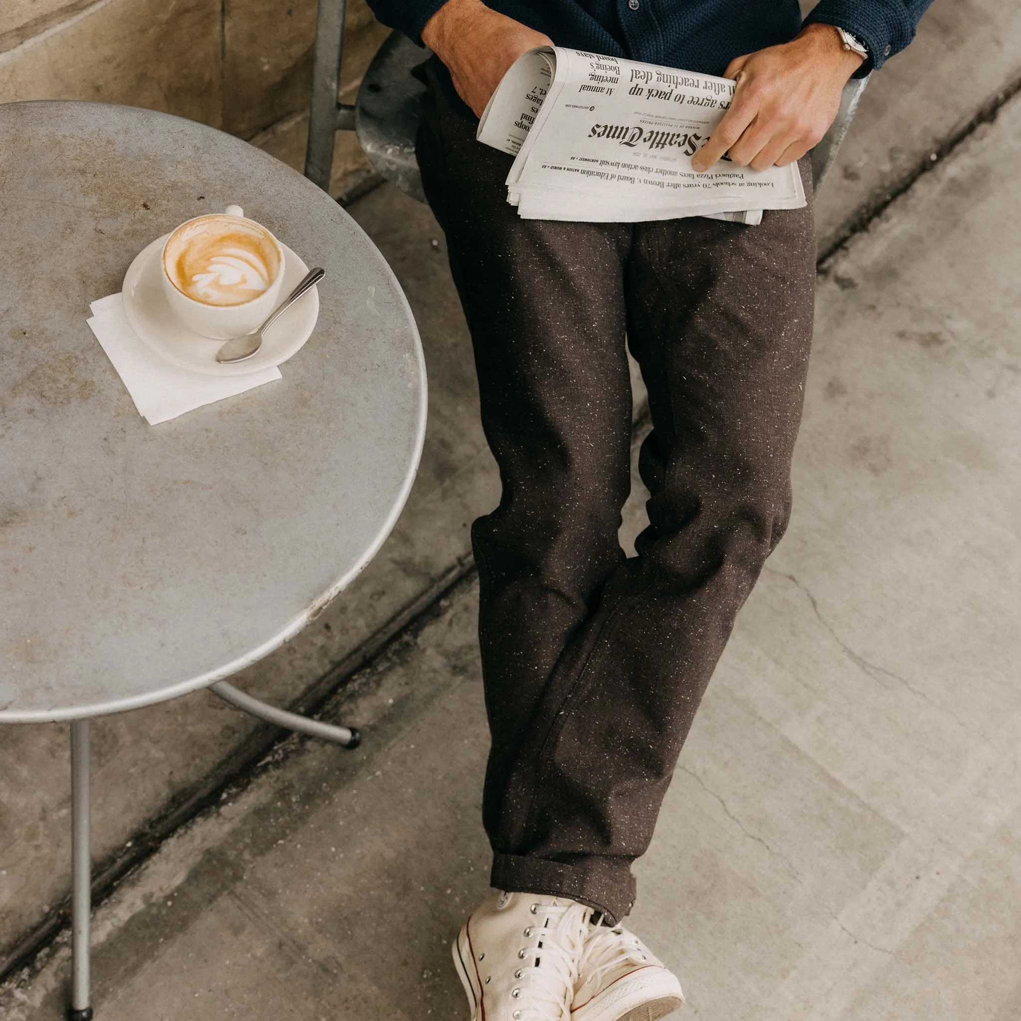 The Carnegie Pant in Peat Nep Herringbone