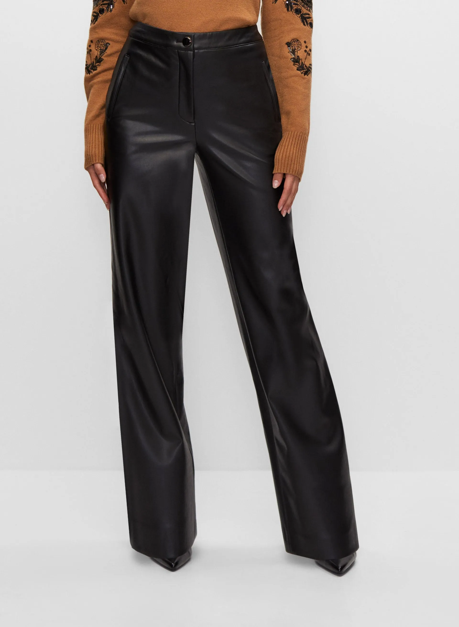 Vegan Leather Straight Leg Pants