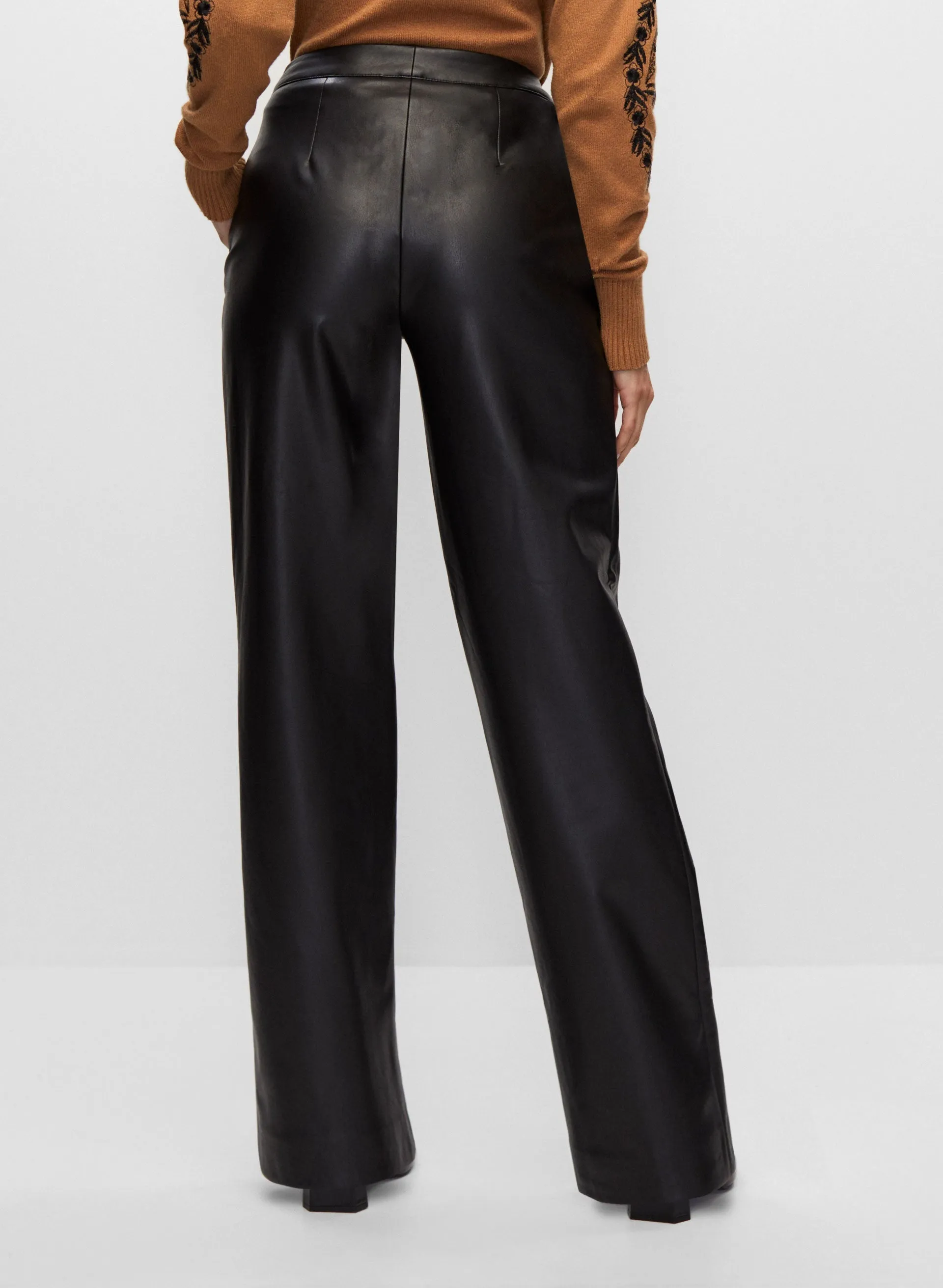 Vegan Leather Straight Leg Pants