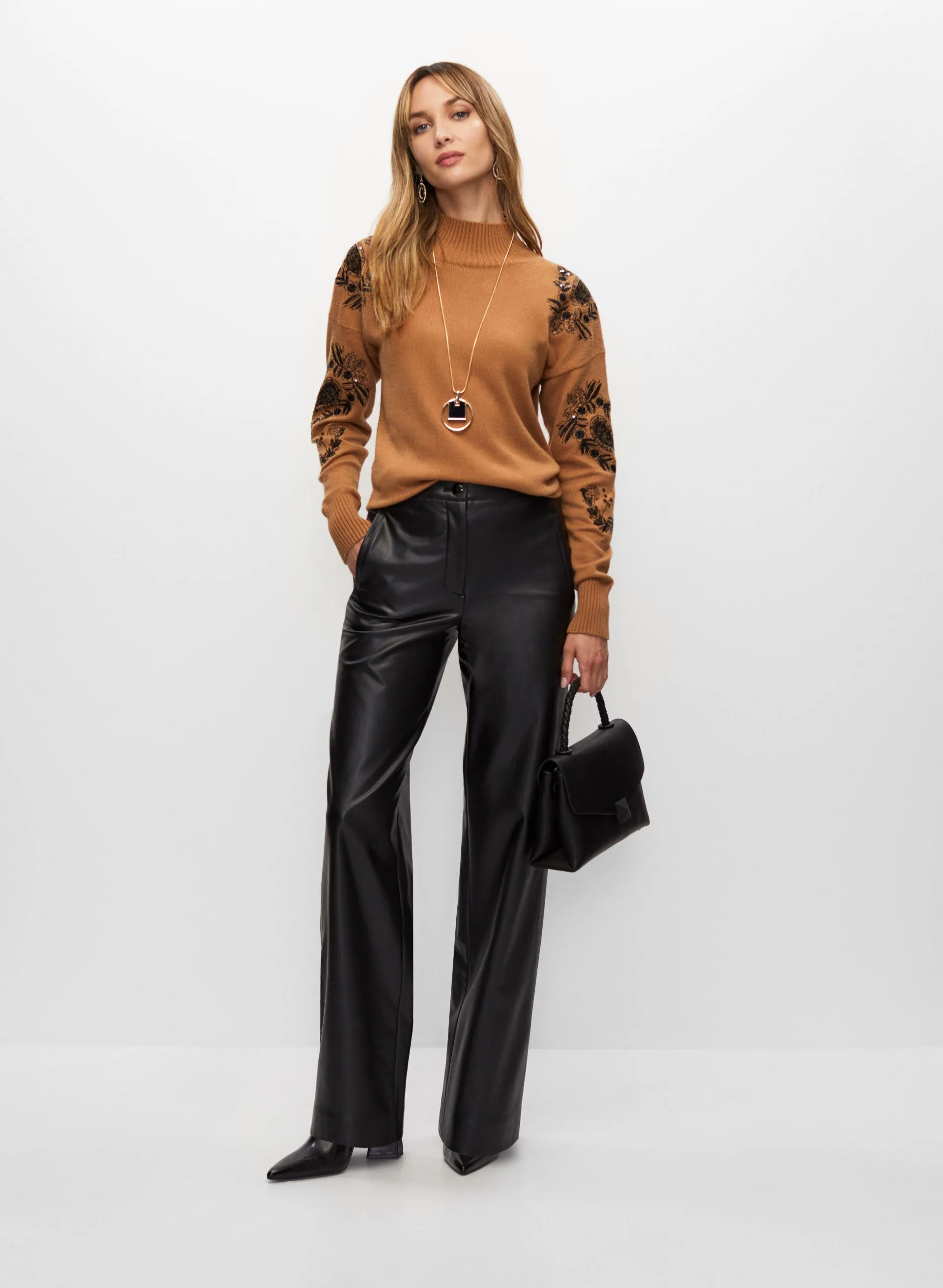 Vegan Leather Straight Leg Pants