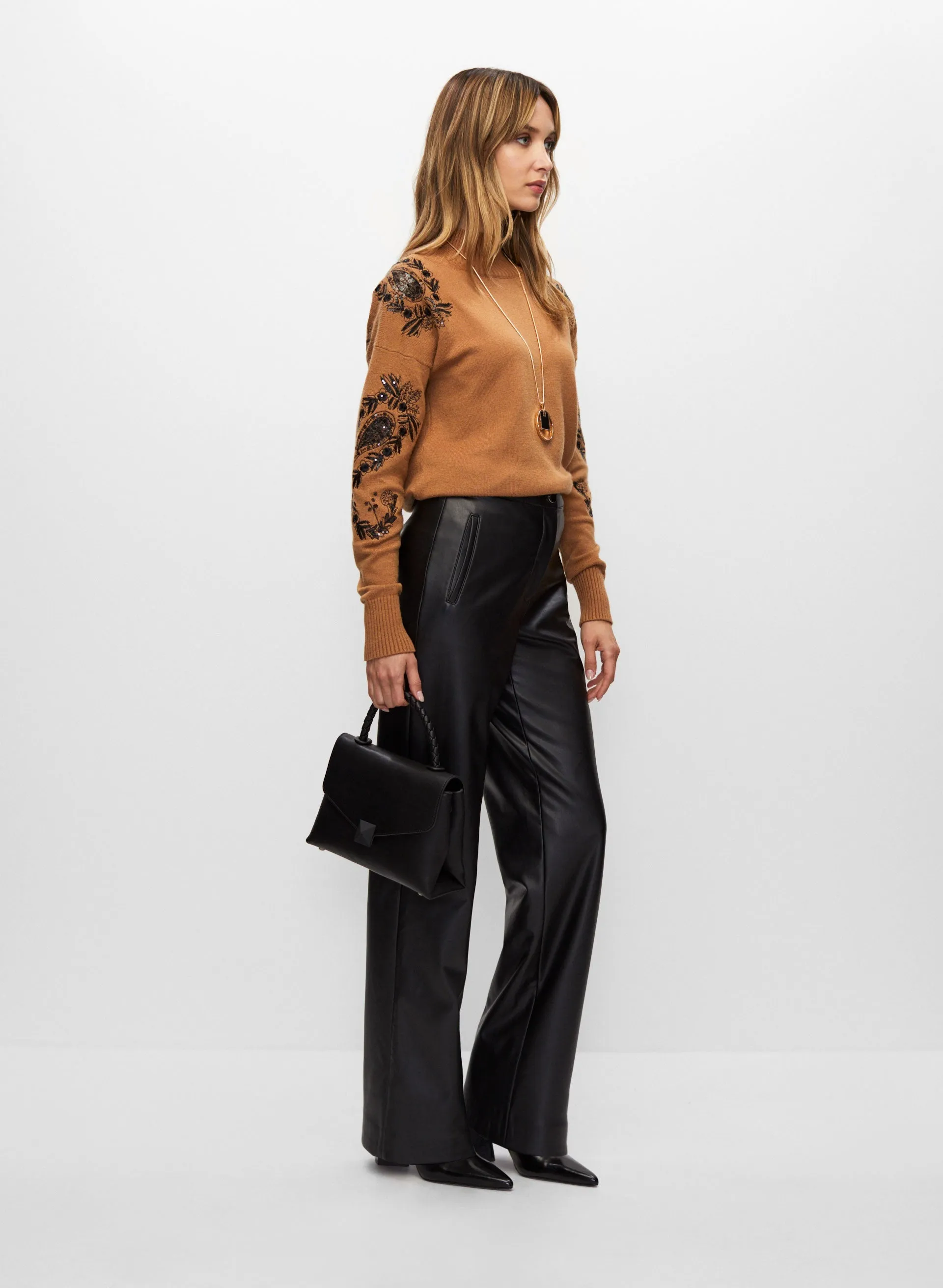 Vegan Leather Straight Leg Pants