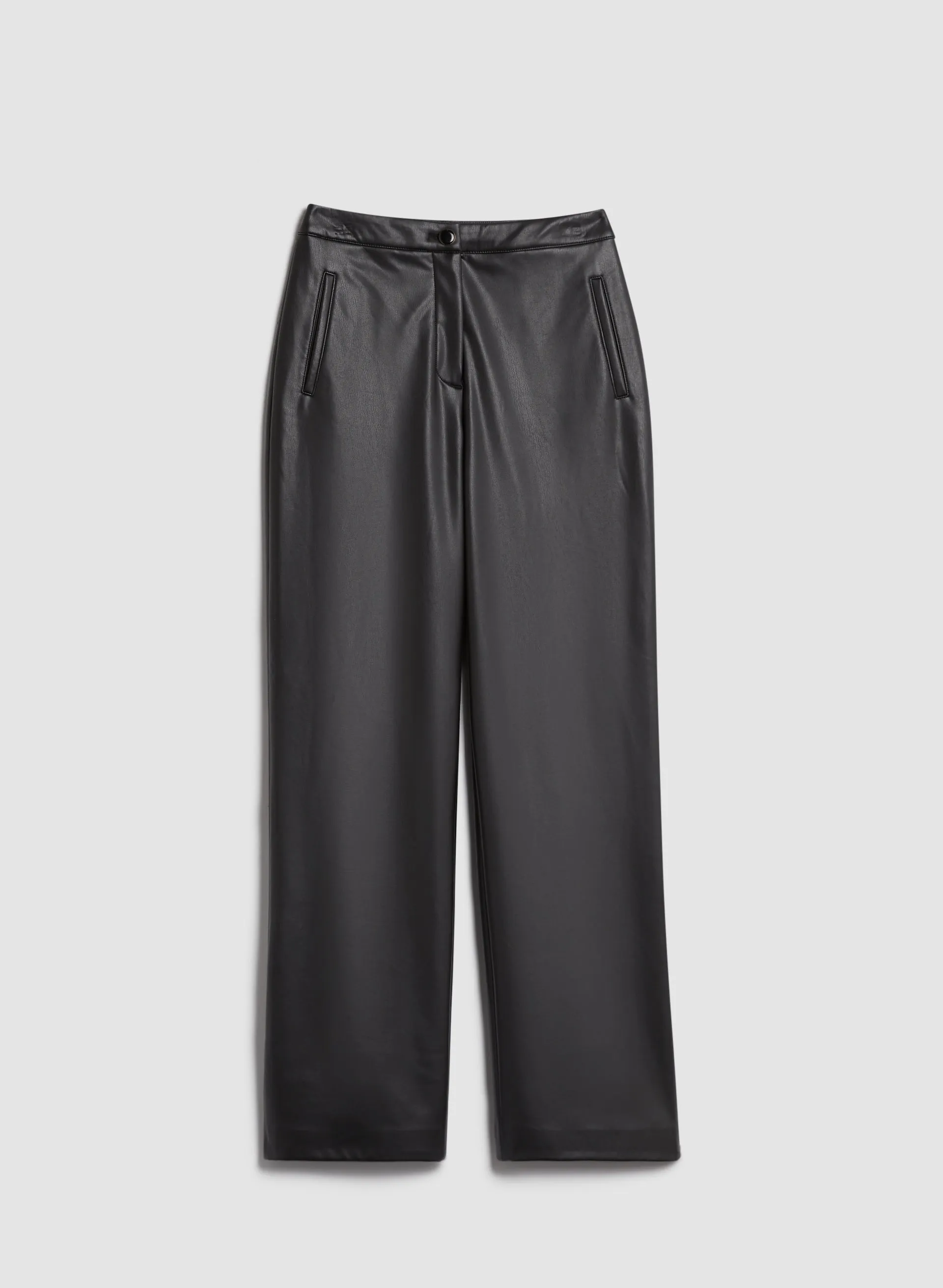 Vegan Leather Straight Leg Pants