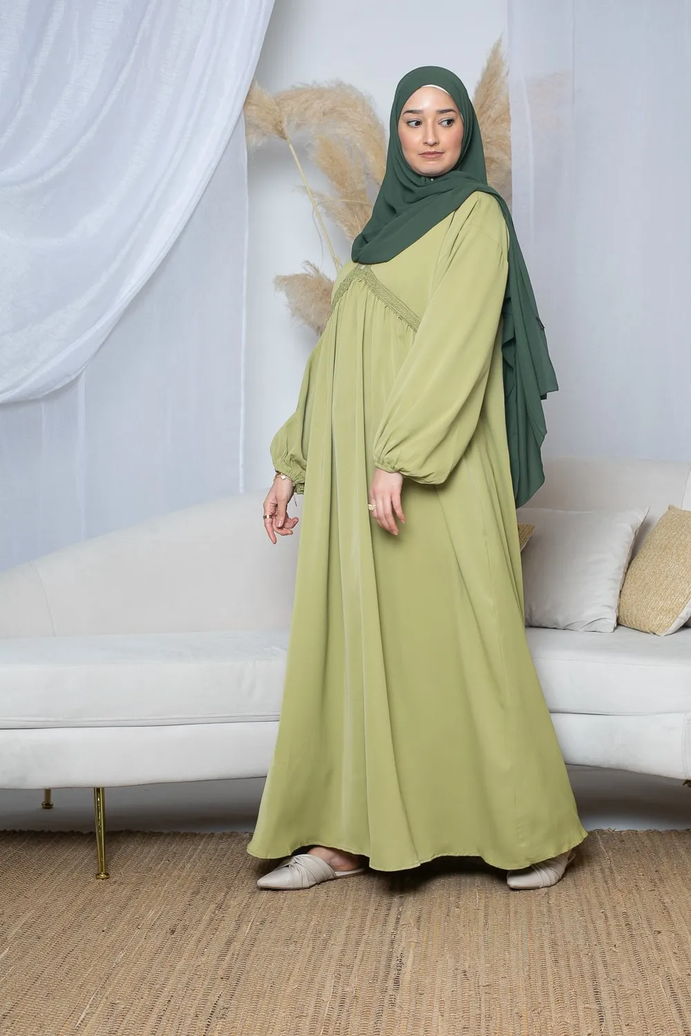 Vestido bohemio bordado verde