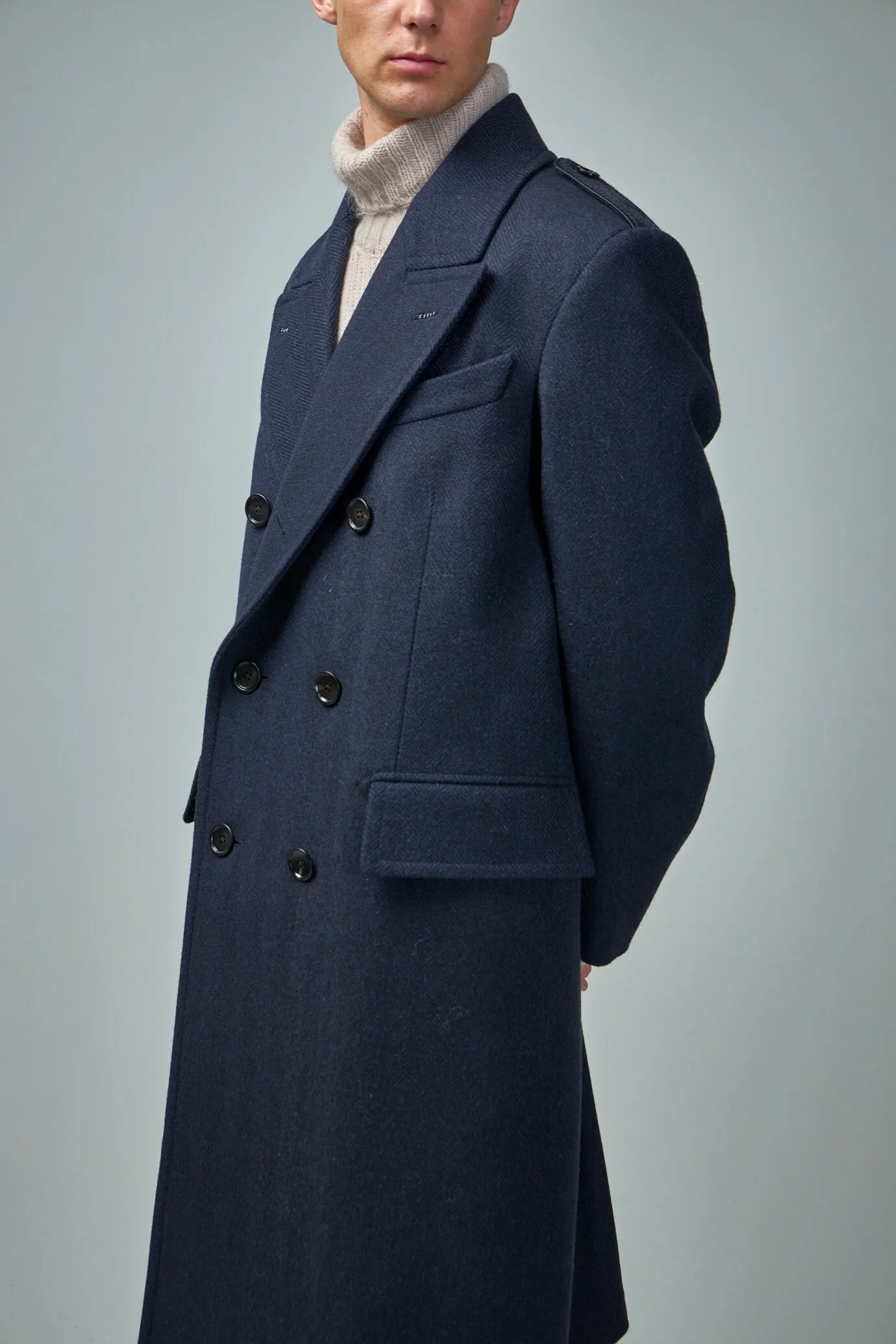 Wide Herringbone DB Officer Coat