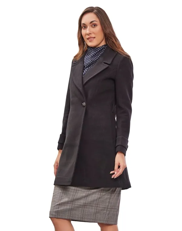 Women Wrap Coat  Black Color