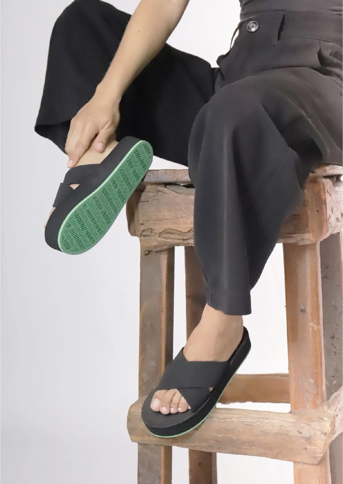 Women's Cross Platform Sneaker Sole - Lime Sole/Black