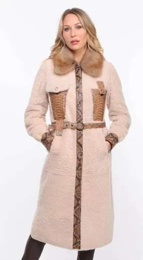 Women's ecru \paolina\ sheepskin coat