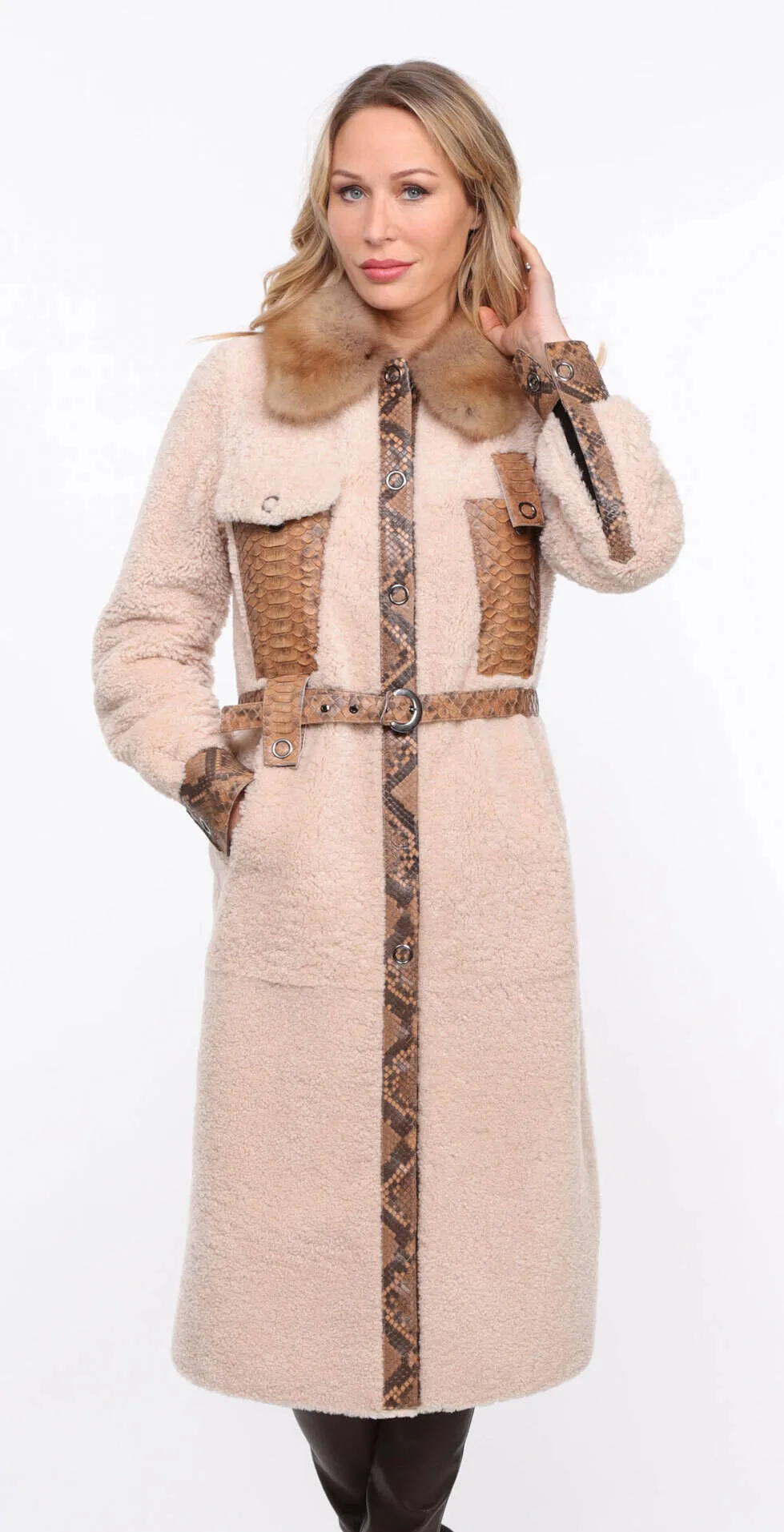 Women's ecru \paolina\ sheepskin coat