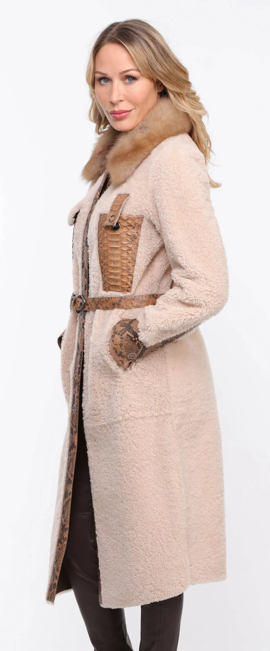 Women's ecru \paolina\ sheepskin coat