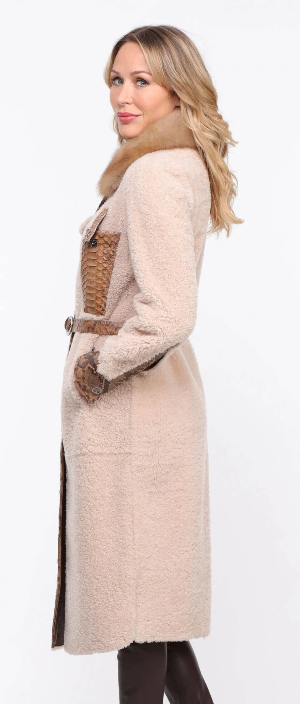 Women's ecru \paolina\ sheepskin coat