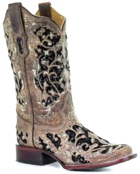 Women's Sequin Inlay Floral Embroidered Boots