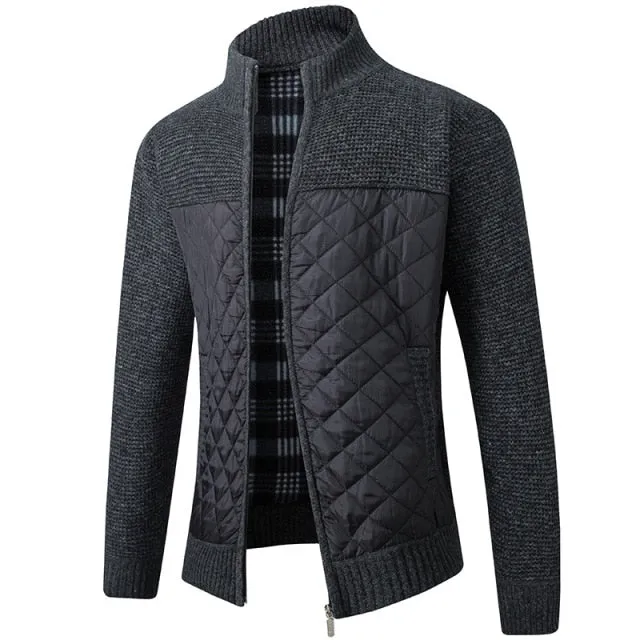 Xituodai 2022 Autumn Winter New Men's Jacket Slim Fit Stand Collar Zipper Jacket Men Solid Cotton Thick Warm Jacket Men Sweater