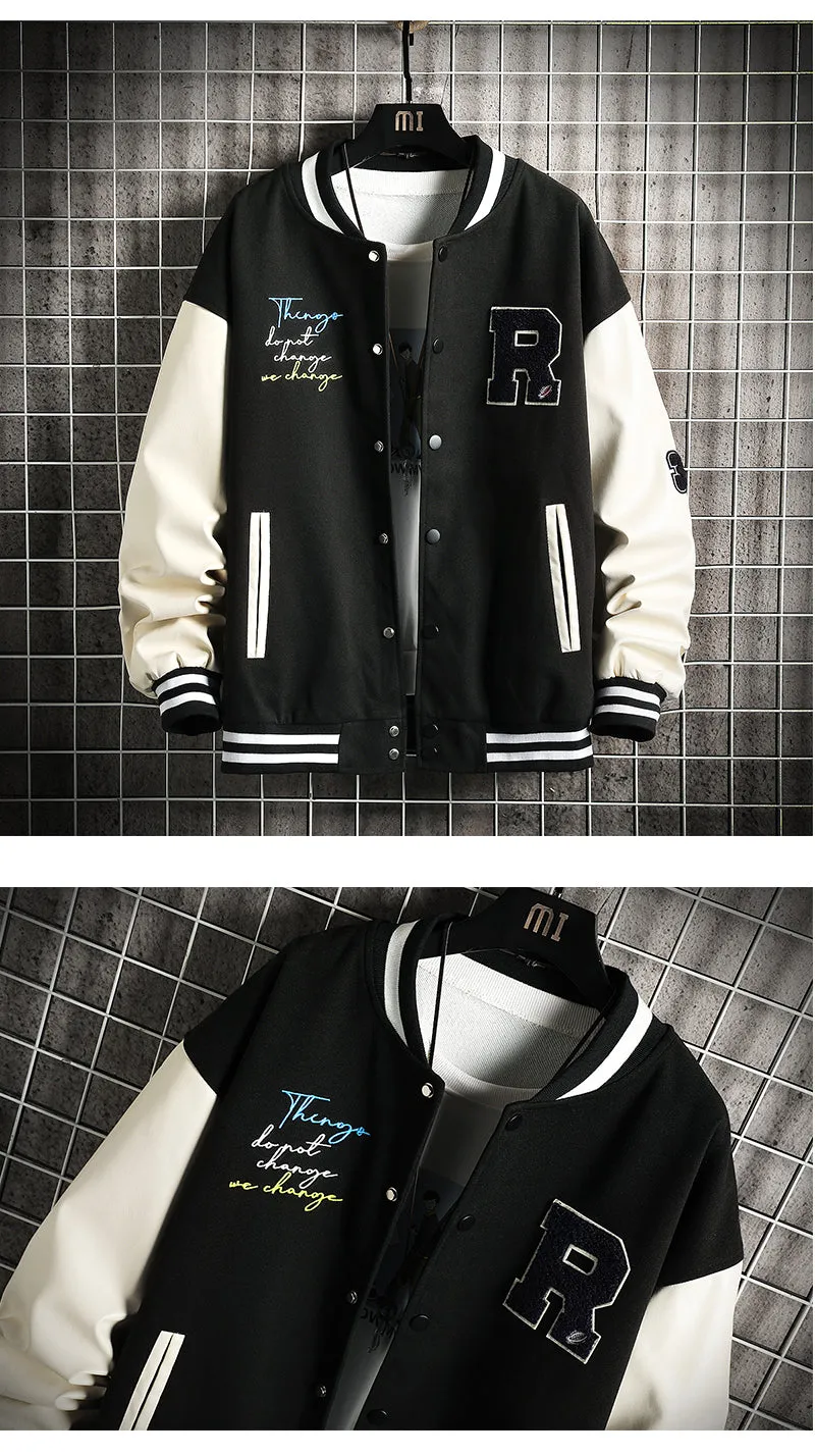 Xituodai 2022 New Arrival Patchwork Pattern Embroidery Top Fashion Baseball Bomber Jacket Men Loose Casual Letter Rib Sleeve coa