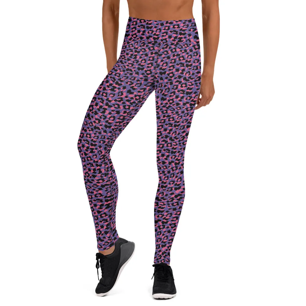 Yoga Leggings in Vibrant Pink and Purple Animal Print