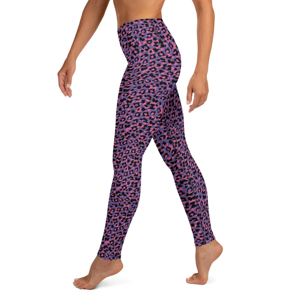 Yoga Leggings in Vibrant Pink and Purple Animal Print