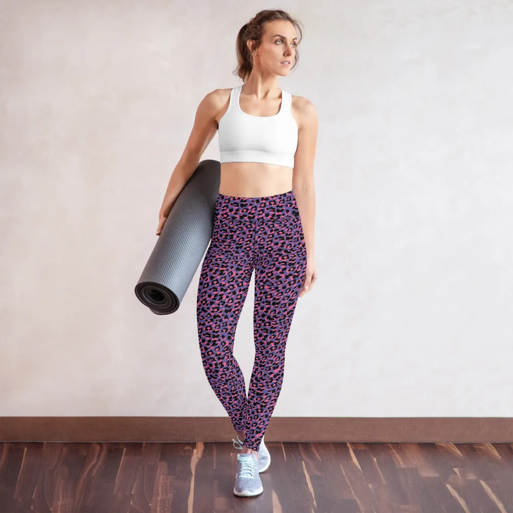 Yoga Leggings in Vibrant Pink and Purple Animal Print